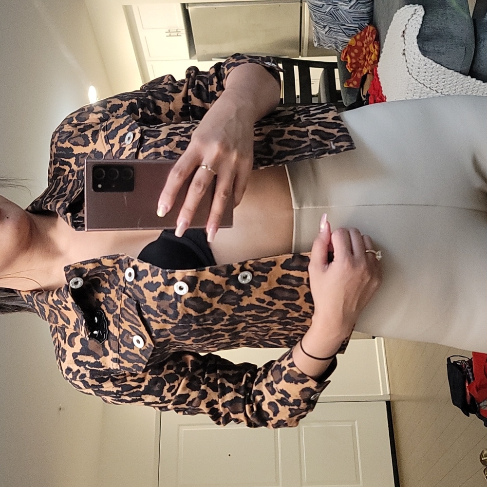 Miu Miu Denim Jacket Leopard Print - image 1